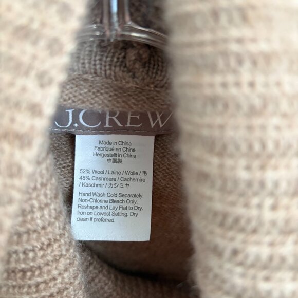 J.Crew Wool-Cashmere Blend Turtleneck Poncho – Heather Tan – OS (One S - Picture 2 of 3